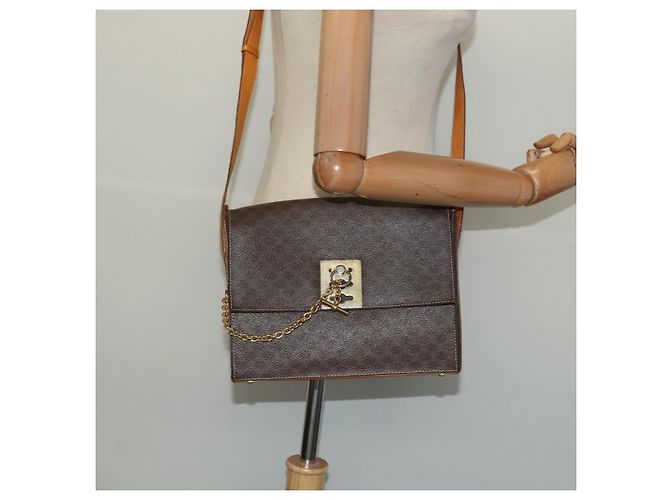 Céline Borsa a spalla in tela Macadam CELINE in pelle PVC marrone oro Auth 126661 D'oro - vista 23