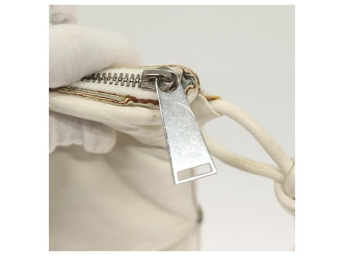 Autre Marque BOTTEGA VENETA MAXI INTRECCIATO Borsa Clutch in Pelle Argento Bianco Auth BA2892 - vista 10