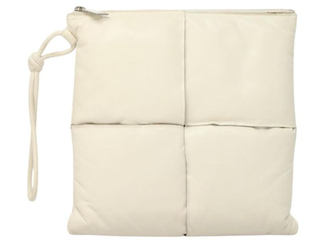 Autre Marque BOTTEGA VENETA MAXI INTRECCIATO Borsa Clutch in Pelle Argento Bianco Auth BA2892 - vista 13