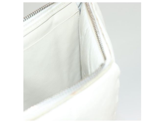 Autre Marque BOTTEGA VENETA MAXI INTRECCIATO Borsa Clutch in Pelle Argento Bianco Auth BA2892 - vista 19