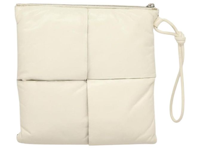 Autre Marque BOTTEGA VENETA MAXI INTRECCIATO Borsa Clutch in Pelle Argento Bianco Auth BA2892 - vista 2