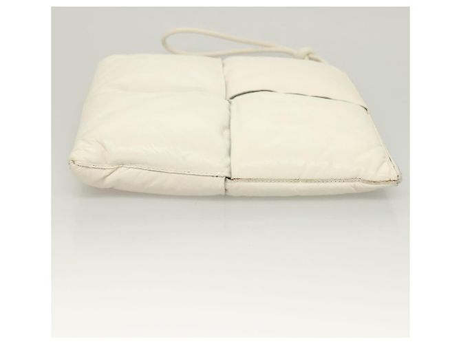 Autre Marque BOTTEGA VENETA MAXI INTRECCIATO Borsa Clutch in Pelle Argento Bianco Auth BA2892 - vista 3
