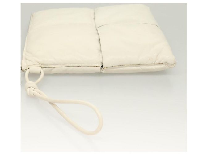 Autre Marque BOTTEGA VENETA MAXI INTRECCIATO Borsa Clutch in Pelle Argento Bianco Auth BA2892 - vista 4