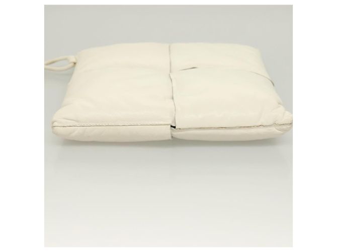 Autre Marque BOTTEGA VENETA MAXI INTRECCIATO Borsa Clutch in Pelle Argento Bianco Auth BA2892 - vista 5