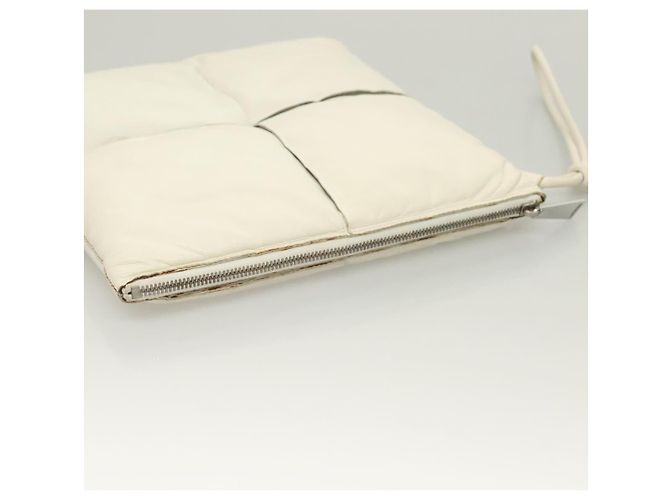Autre Marque BOTTEGA VENETA MAXI INTRECCIATO Borsa Clutch in Pelle Argento Bianco Auth BA2892 - vista 6