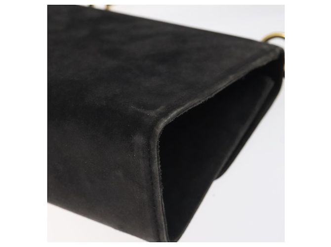 Borsa a Spalla Gancini in Pelle Scamosciata Nera e Oro Salvatore Ferragamo Auth bs26286 Nero D'oro - vista 12
