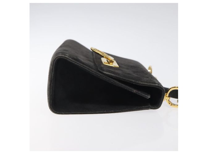 Borsa a Spalla Gancini in Pelle Scamosciata Nera e Oro Salvatore Ferragamo Auth bs26286 Nero D'oro - vista 4