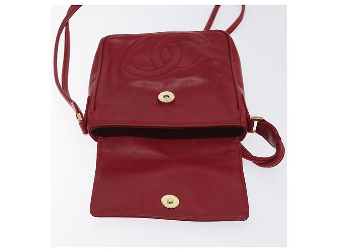 CHANEL COCO Borsa a Spalla Mark in Pelle di Agnello Rossa Oro CC Auth BA2939 Rosso D'oro - vista 14