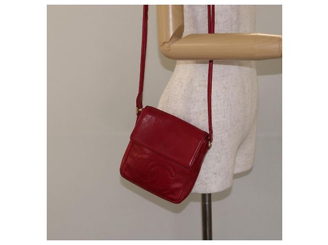 CHANEL COCO Borsa a Spalla Mark in Pelle di Agnello Rossa Oro CC Auth BA2939 Rosso D'oro - vista 20