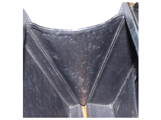 CHANEL V Stitch COCO Marchio Borsa a Spalla Pelle Lucida Nera Oro CC Auth 126704 Nero D'oro - vista 18