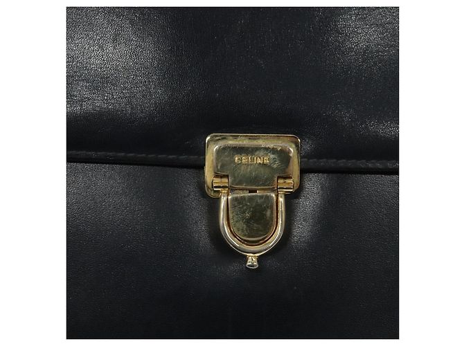 Céline Borsa a Spalla CELINE in Pelle Blu Navy Oro Auth 126159 D'oro - vista 14