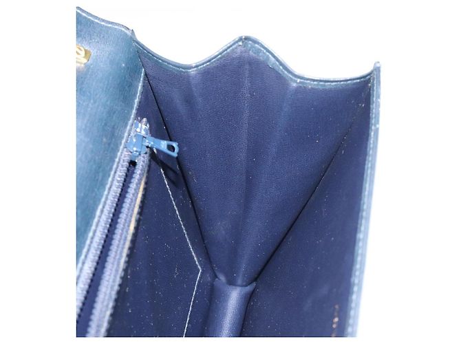 Céline Borsa a Spalla CELINE in Pelle Blu Navy Oro Auth 126159 D'oro - vista 18