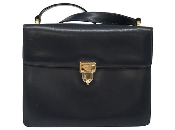 Céline Borsa a Spalla CELINE in Pelle Blu Navy Oro Auth 126159 D'oro - vista 2