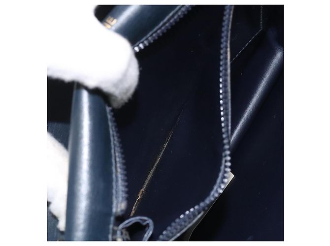 Céline Borsa a Spalla CELINE in Pelle Blu Navy Oro Auth 126159 D'oro - vista 20