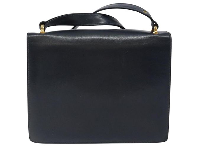 Céline Borsa a Spalla CELINE in Pelle Blu Navy Oro Auth 126159 D'oro - vista 3