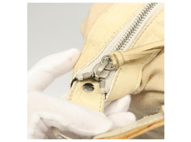 BALENCIAGA Borsa a Spalla The Day Canvas Beige Argento 141175 Auth bs26003 - vista 17