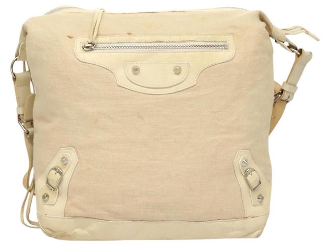 BALENCIAGA Borsa a Spalla The Day Canvas Beige Argento 141175 Auth bs26003 - vista 2