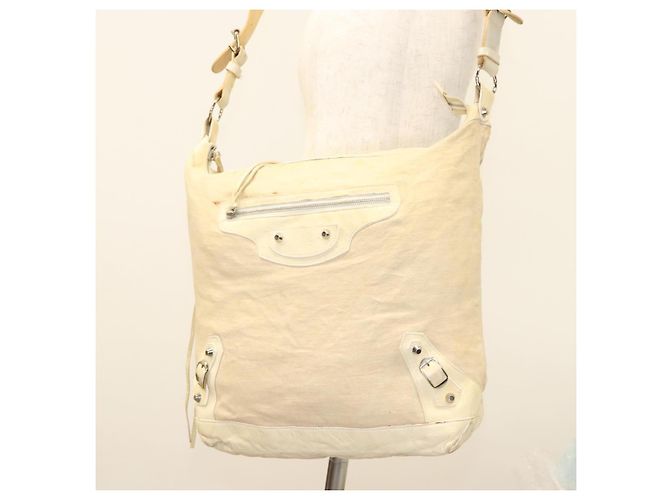 BALENCIAGA Borsa a Spalla The Day Canvas Beige Argento 141175 Auth bs26003 - vista 25