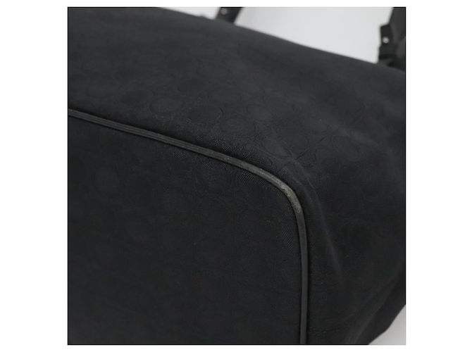 Borsa Tote Gancini in tela nera e argento di Salvatore Ferragamo Auth BA3107 Nero - vista 10