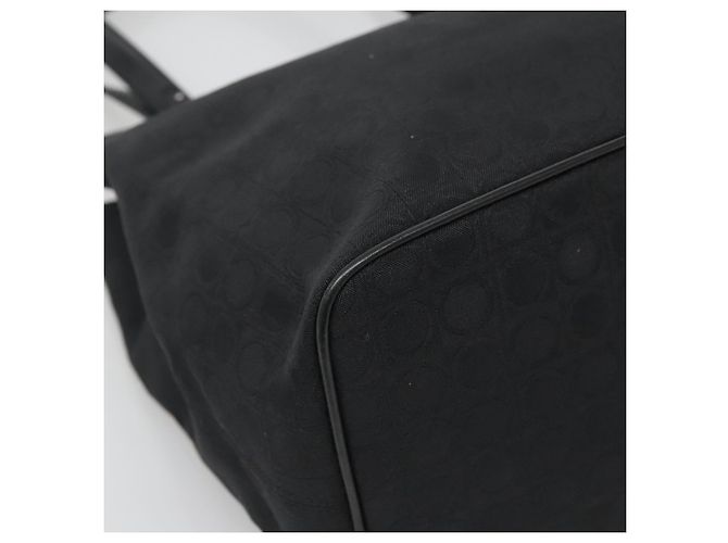Borsa Tote Gancini in tela nera e argento di Salvatore Ferragamo Auth BA3107 Nero - vista 11