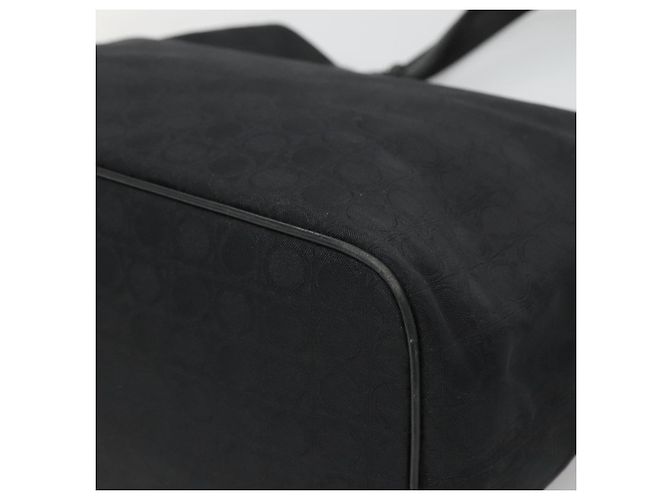 Borsa Tote Gancini in tela nera e argento di Salvatore Ferragamo Auth BA3107 Nero - vista 12