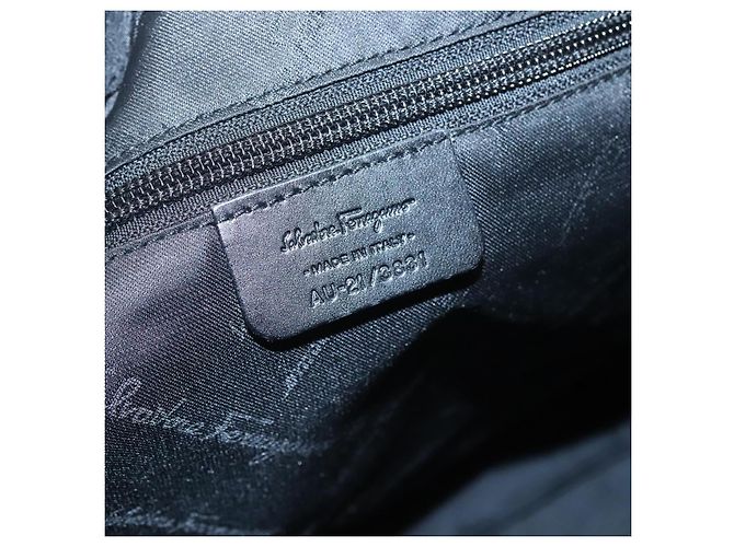 Borsa Tote Gancini in tela nera e argento di Salvatore Ferragamo Auth BA3107 Nero - vista 14
