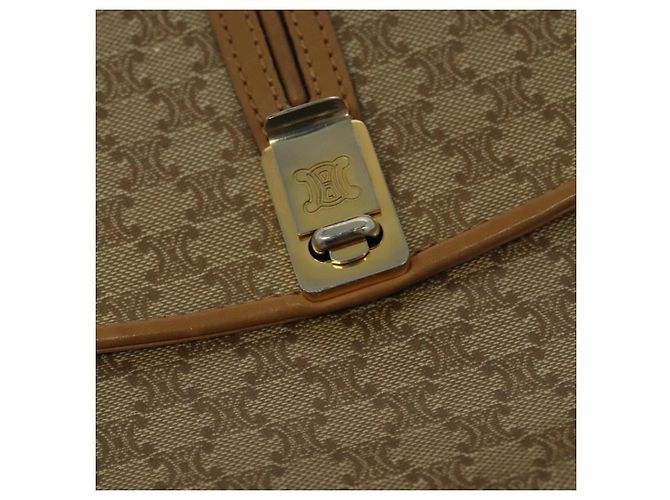 Céline Borsa a spalla in tela Macadam CELINE PVC beige oro Auth 126995 D'oro - vista 14