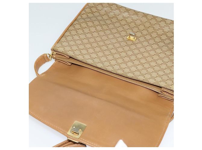 Céline Borsa a spalla in tela Macadam CELINE PVC beige oro Auth 126995 D'oro - vista 15