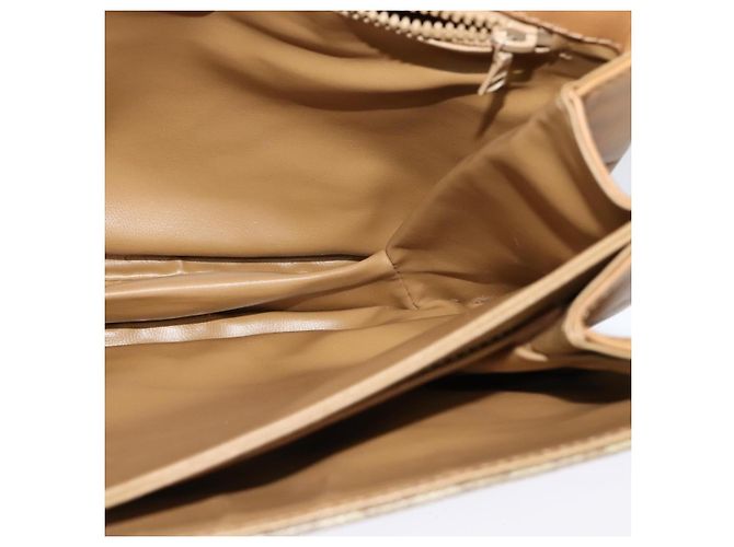 Céline Borsa a spalla in tela Macadam CELINE PVC beige oro Auth 126995 D'oro - vista 18