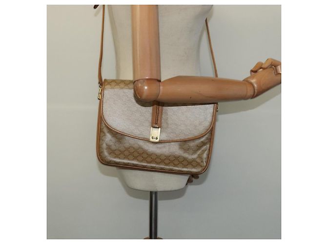 Céline Borsa a spalla in tela Macadam CELINE PVC beige oro Auth 126995 D'oro - vista 23