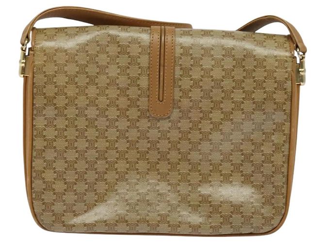 Céline Borsa a spalla in tela Macadam CELINE PVC beige oro Auth 126995 D'oro - vista 3