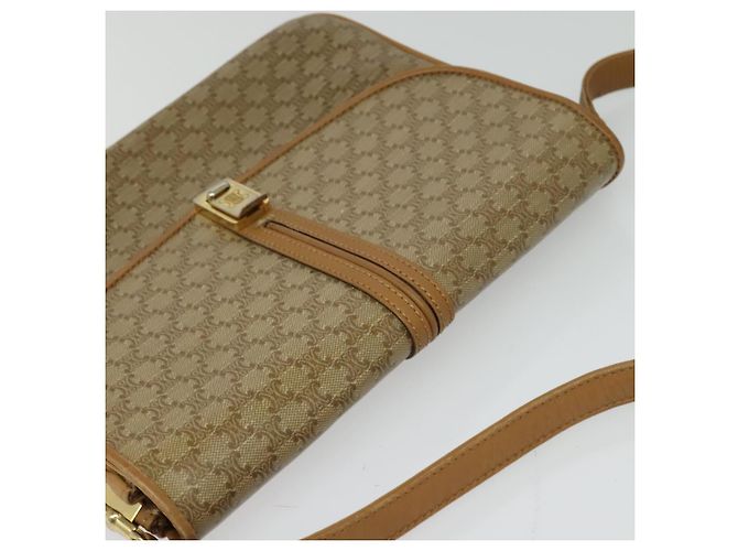 Céline Borsa a spalla in tela Macadam CELINE PVC beige oro Auth 126995 D'oro - vista 6