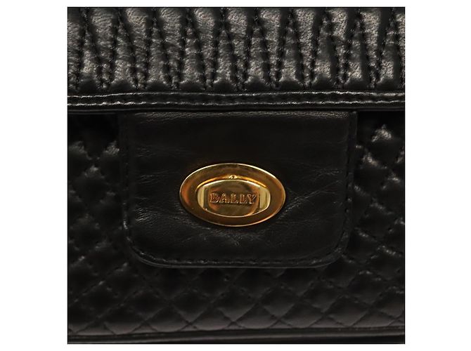 Borsa a spalla BALLY in pelle nera e oro Auth kk524 Nero D'oro - vista 14