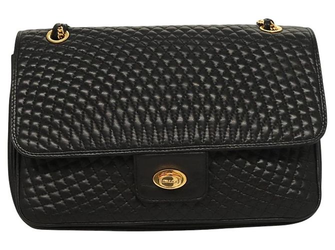 Borsa a spalla BALLY in pelle nera e oro Auth kk524 Nero D'oro - vista 2