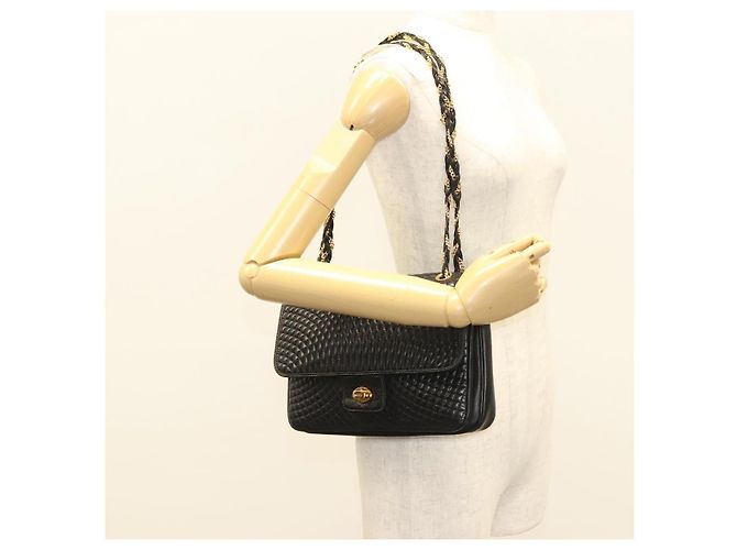 Borsa a spalla BALLY in pelle nera e oro Auth kk524 Nero D'oro - vista 23