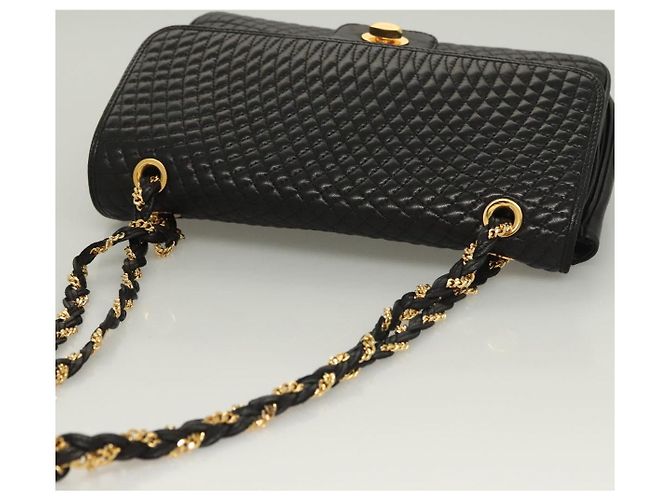 Borsa a spalla BALLY in pelle nera e oro Auth kk524 Nero D'oro - vista 6