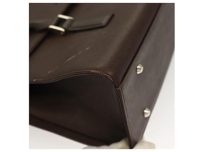 Borsa a mano in pelle Burberry argento marrone Auth BA3148 - vista 10