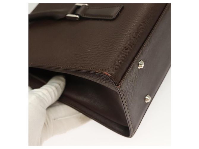 Borsa a mano in pelle Burberry argento marrone Auth BA3148 - vista 12