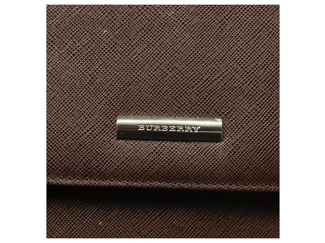 Borsa a mano in pelle Burberry argento marrone Auth BA3148 - vista 14