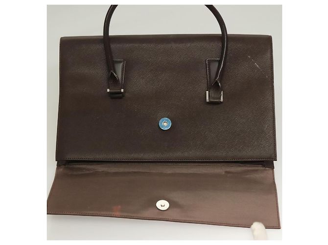 Borsa a mano in pelle Burberry argento marrone Auth BA3148 - vista 15