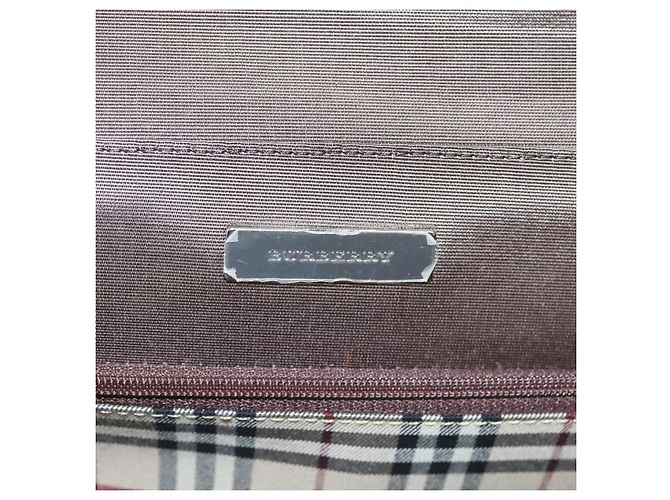 Borsa a mano in pelle Burberry argento marrone Auth BA3148 - vista 16