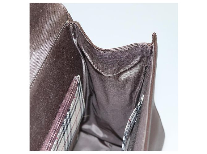 Borsa a mano in pelle Burberry argento marrone Auth BA3148 - vista 18
