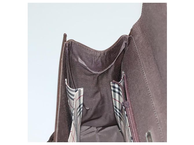 Borsa a mano in pelle Burberry argento marrone Auth BA3148 - vista 19