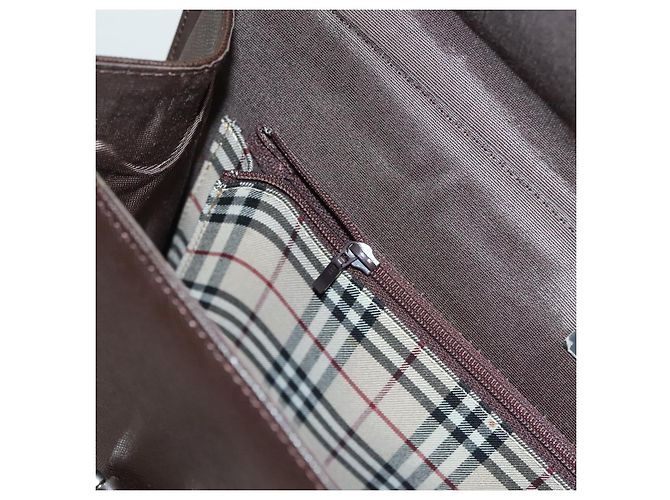Borsa a mano in pelle Burberry argento marrone Auth BA3148 - vista 20