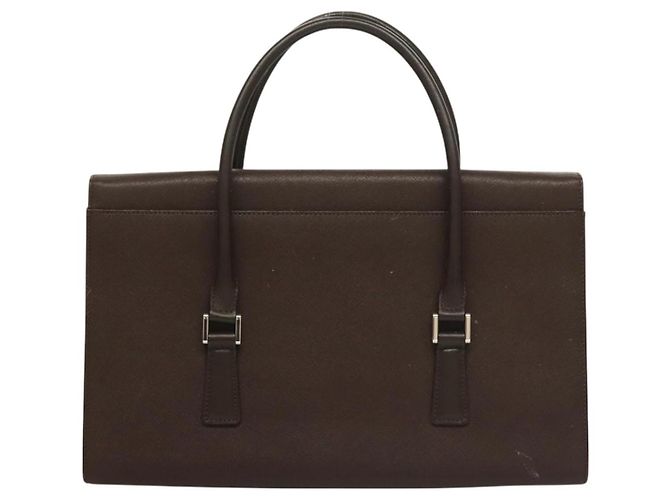 Borsa a mano in pelle Burberry argento marrone Auth BA3148 - vista 3