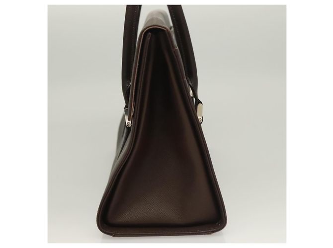 Borsa a mano in pelle Burberry argento marrone Auth BA3148 - vista 4