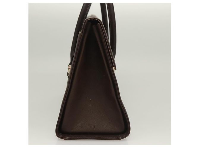 Borsa a mano in pelle Burberry argento marrone Auth BA3148 - vista 5