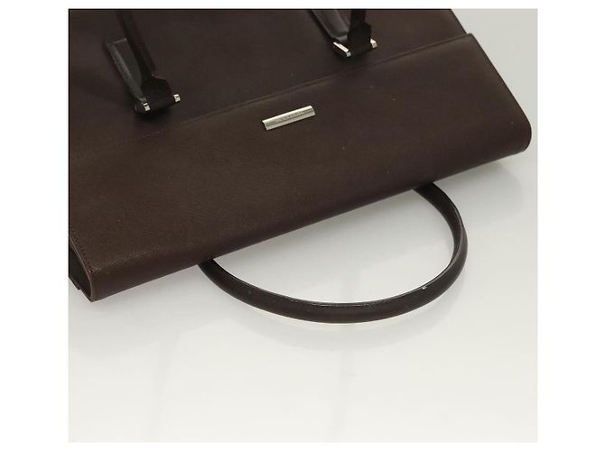 Borsa a mano in pelle Burberry argento marrone Auth BA3148 - vista 6