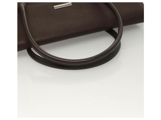 Borsa a mano in pelle Burberry argento marrone Auth BA3148 - vista 7