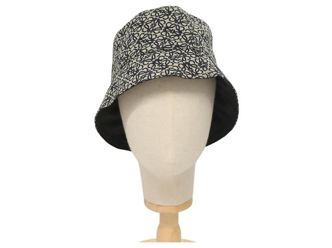 LOEWE Anagram Reversible Bucket Hat Canvas Navy Auth hk2801 Navy blue - view 2
